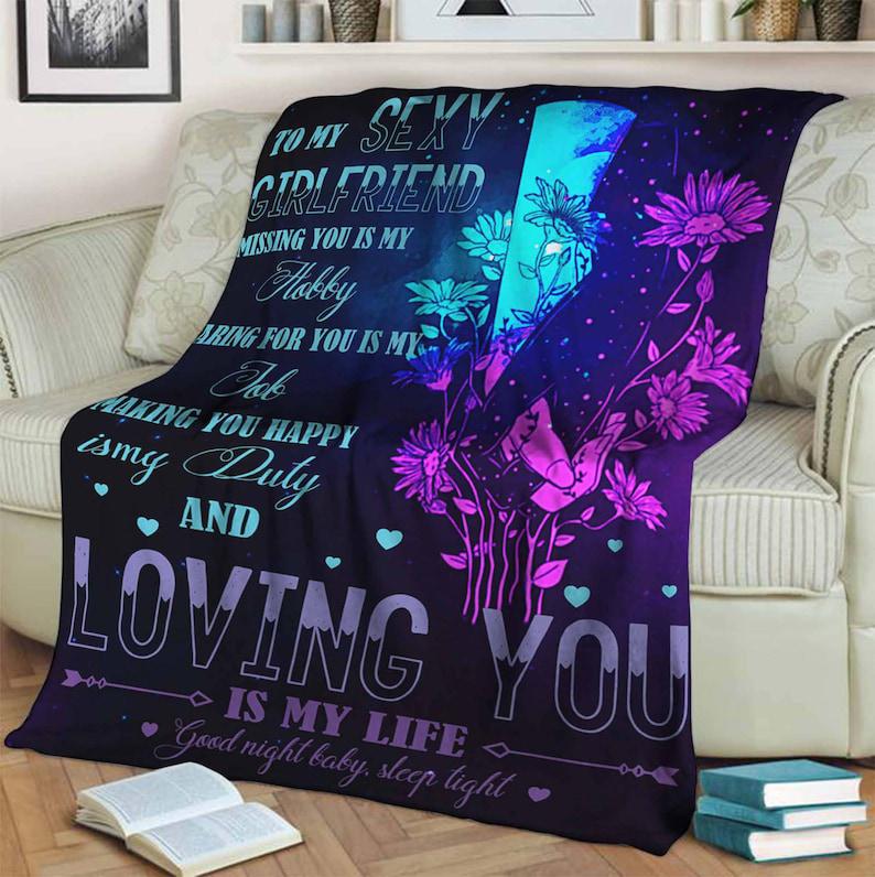 To My Girlfriend Missing You Is My Hobby Fleece Blanket Gift For Family,Birthday,Girlfriend,Wife,Couple,Gift Home Decor Bedding Couch Sofa Soft And Comfy Cozy