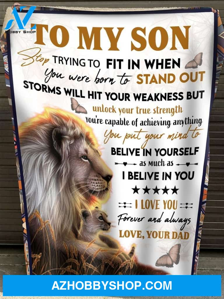 To My Son Blanket I Love You Lion Fleece Blankets Gift For Son From Dad