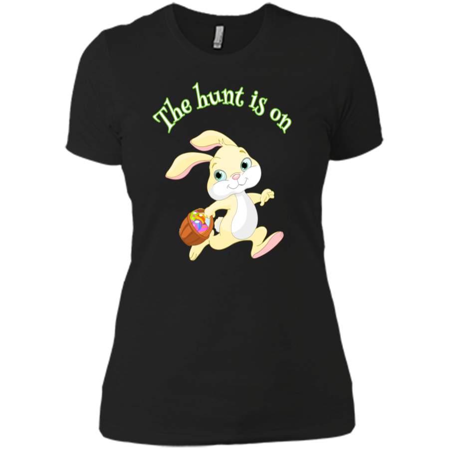 Boy Easter Shirt Egg Hunt The hunt is on Easter Bunny Shirt Next Level Ladies Boyfriend Tee