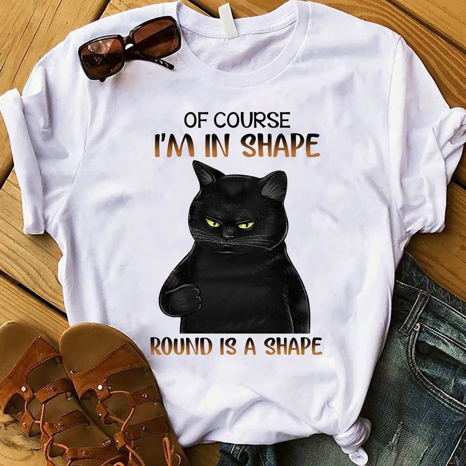 Of Course I Am In Shape Round Is A Shape Black Cat Standard/Premium T-Shirt