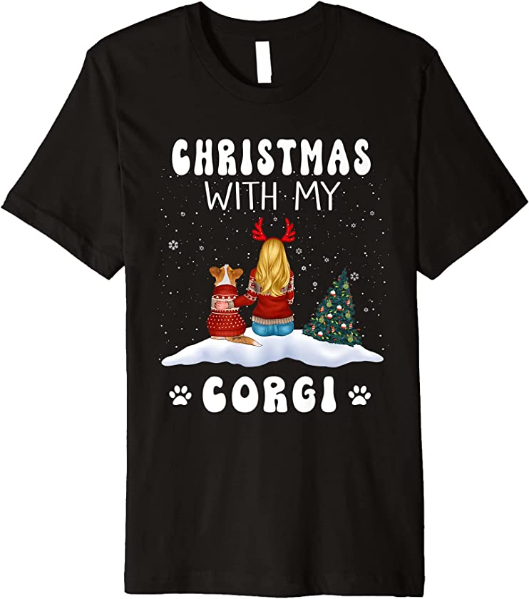 Christmas With My Corgi Dog Puppy Funny Xmas Premium T-Shirt