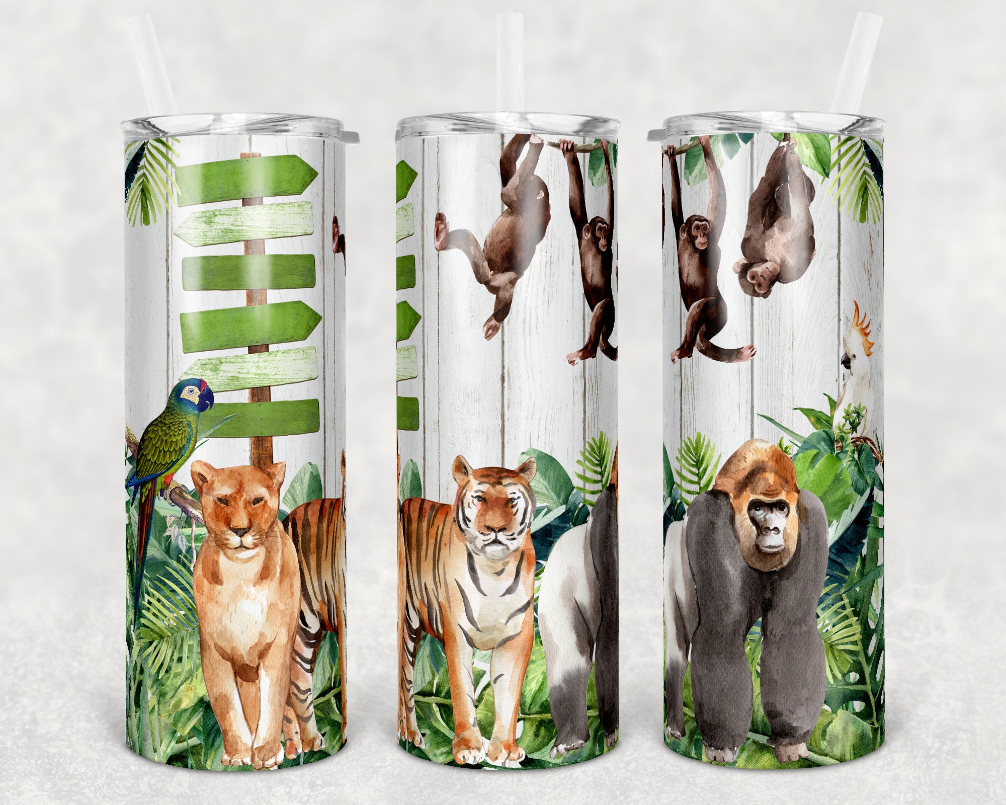 Zoo With Directional Animals Sign Skinny Tumbler