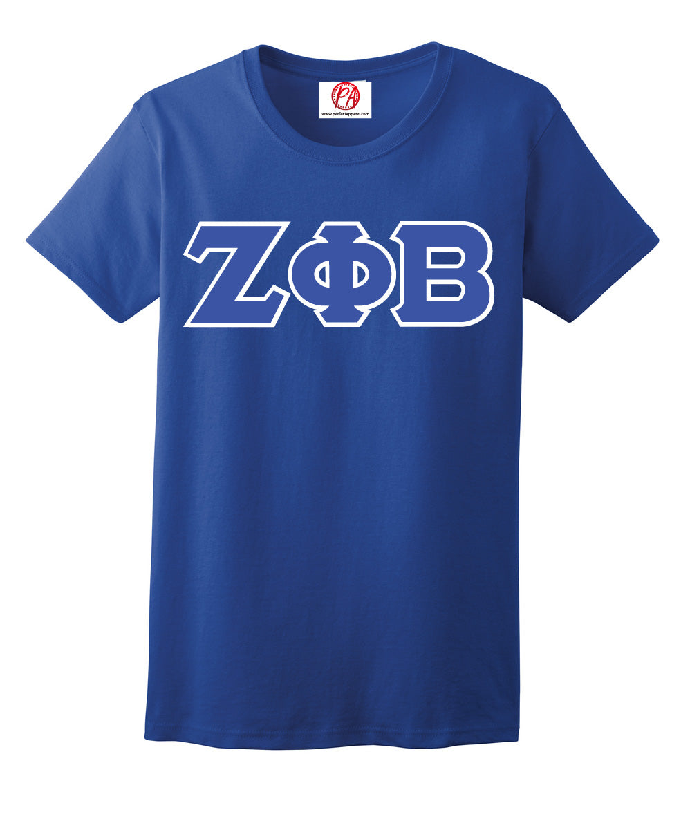 Zeta Phi Beta 3 Greek Lettered Embroidered T-Shirt