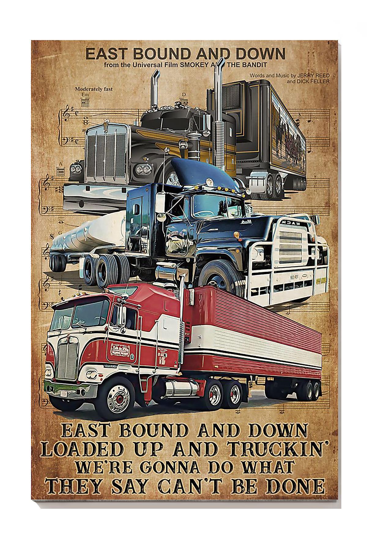 Truck And East Bound And Down Truck Driver Wall Art For Home Decor Canvas