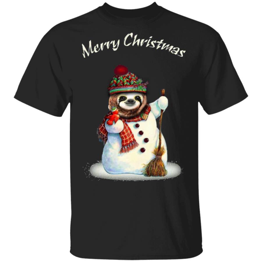 Sloth Merry Christmas Shirt Animal Snowman Cute Graphic Tee Christmas Gift For Sloth Lover