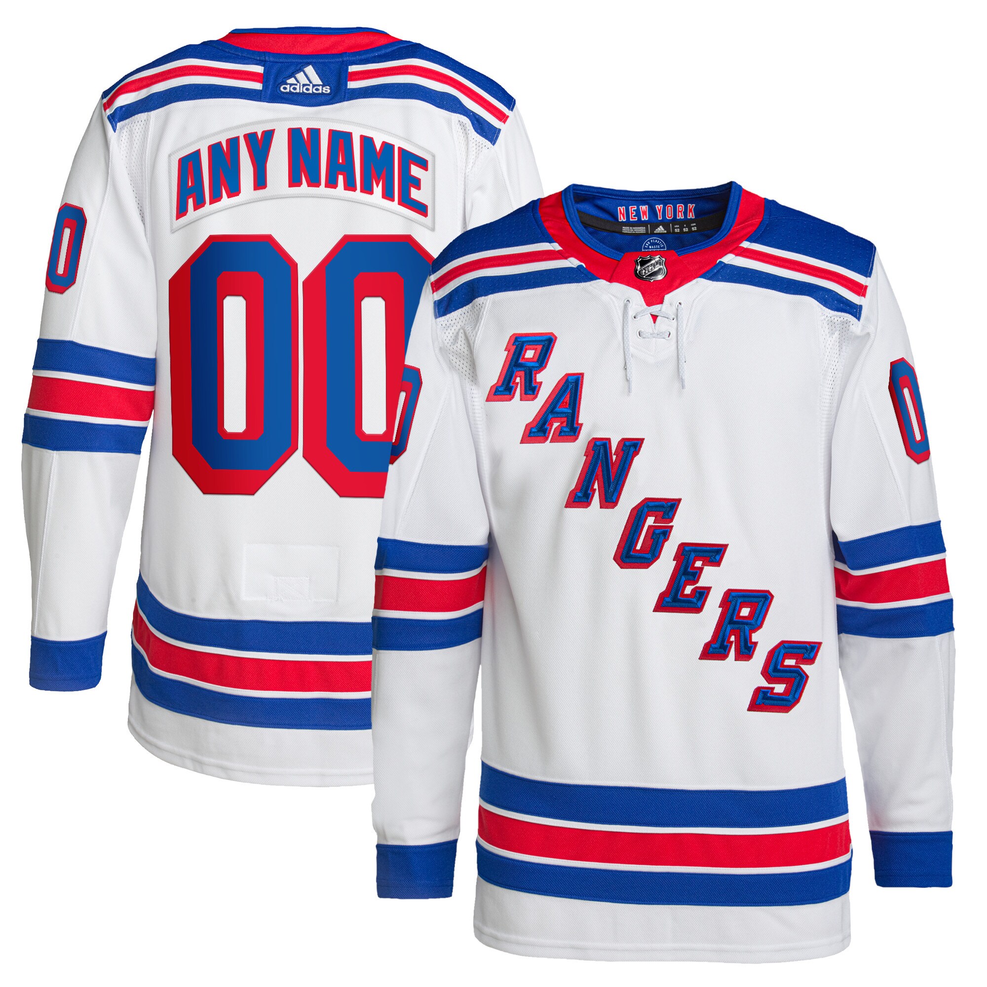 Men's New York Rangers adidas White Away Primegreen Authentic Pro Custom Jersey