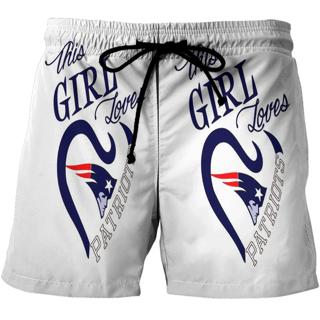 New England Patriots Girl Loves Patriots White 3D All Over Print Summer Beach Hawaiian Short