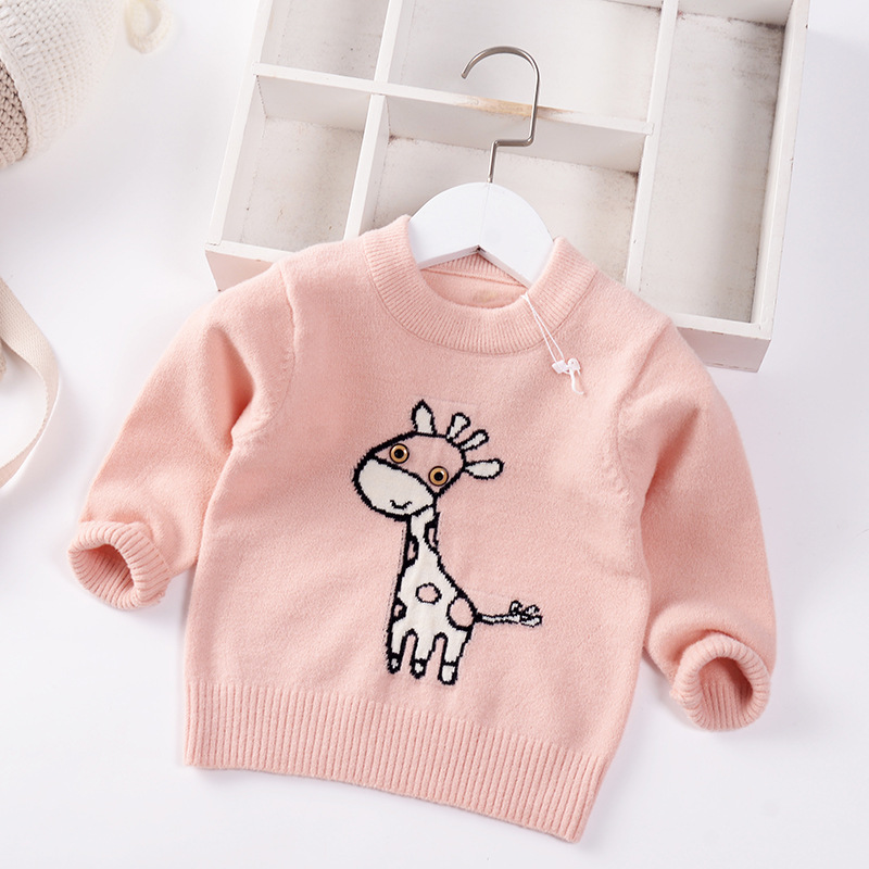 1T-5T Girls Sweater Pullover 2022 New Autumn Winter Baby Sweaters Jumper Children Toddler Kids Knitted Clothes Cartoon Giraffe alx