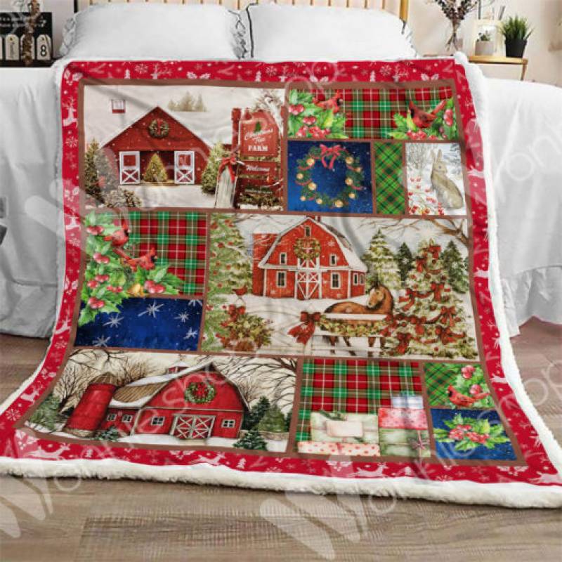 Farmhouse Christmas Sherpa Blanket OCT0202 85O47