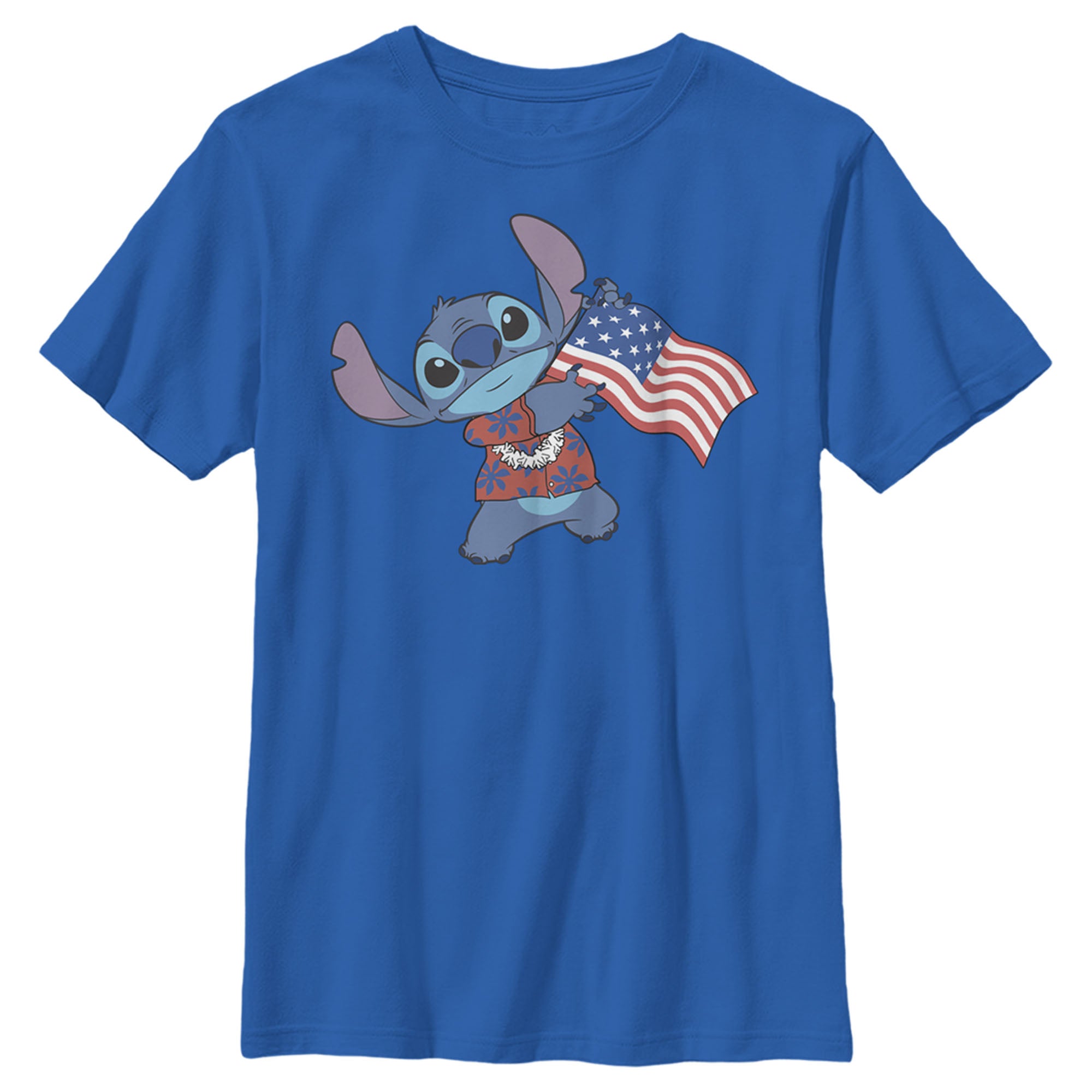 Boy’S Lilo & Stitch Tropical American Flag T-Shirt