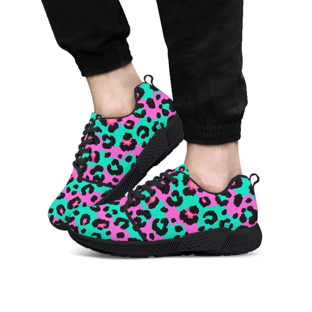 Teal Pink Leopard Men’S Athletic Shoes