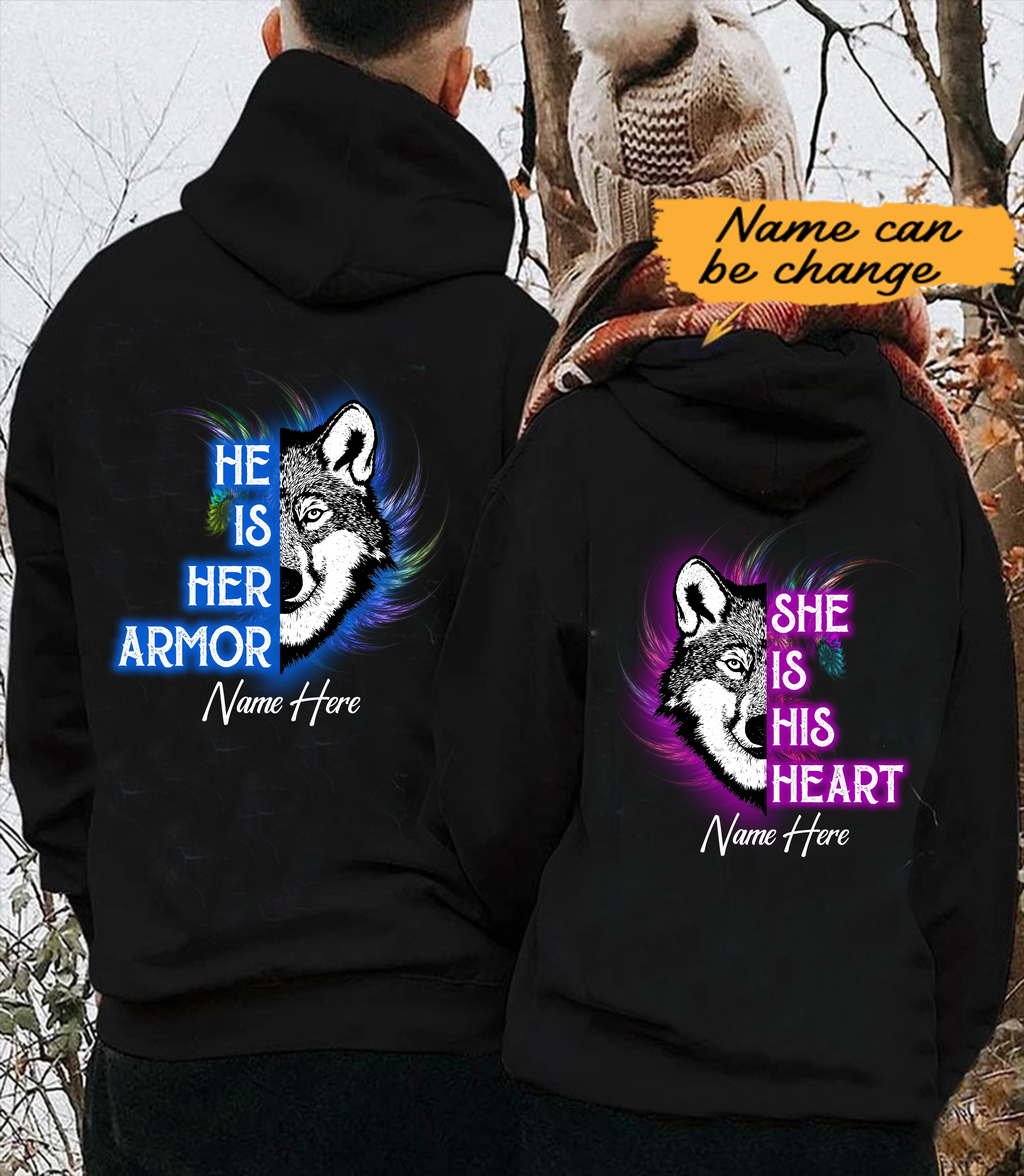 Personalized Wolf King And Queen Custom Name Love Gift For Wolf Lover  Couple – Standard Hoodie