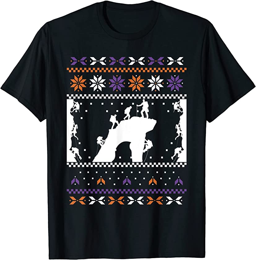 Ugly Christmas X-Mas Ice Rock Climbing New Year Santa Claus T-Shirt