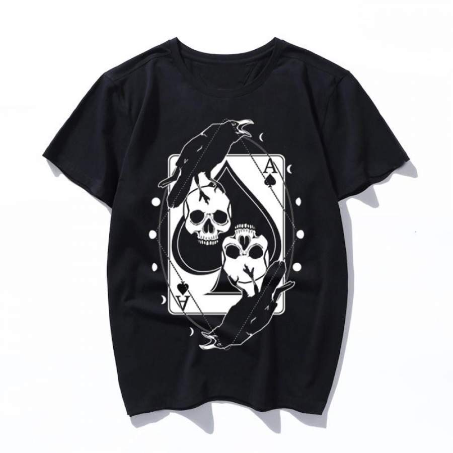 ravens skulls and the ace of spades New Harajuku Aesthetics Tshirt Sexy Print Short Sleeve Tops Tees Summer Fashion kawaii Casual women men T-Shirt