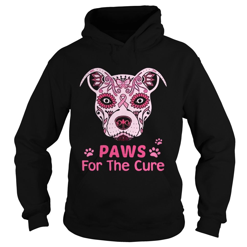 Paws for the cure pit bull poco loco sugar skull breast cancer shirt