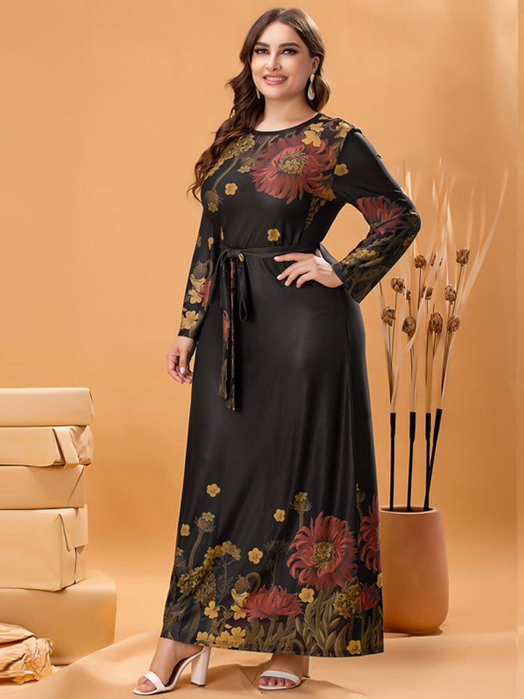 Women’s Summer Dress 5xl Jersey Floral 2022 Long Big Size Robe Black Elegant Casual Plus Size Party Clothing for Fat Loose Dress alx