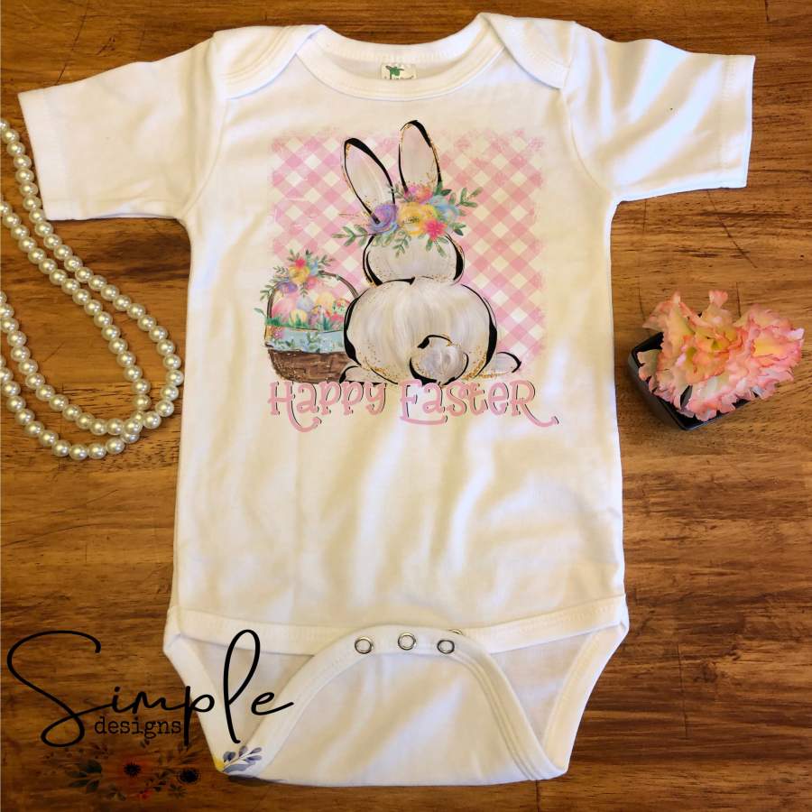 Cute Bunny Tale Pastel Plaid Custom Youth, Kids, Onesies, Custom Shirts