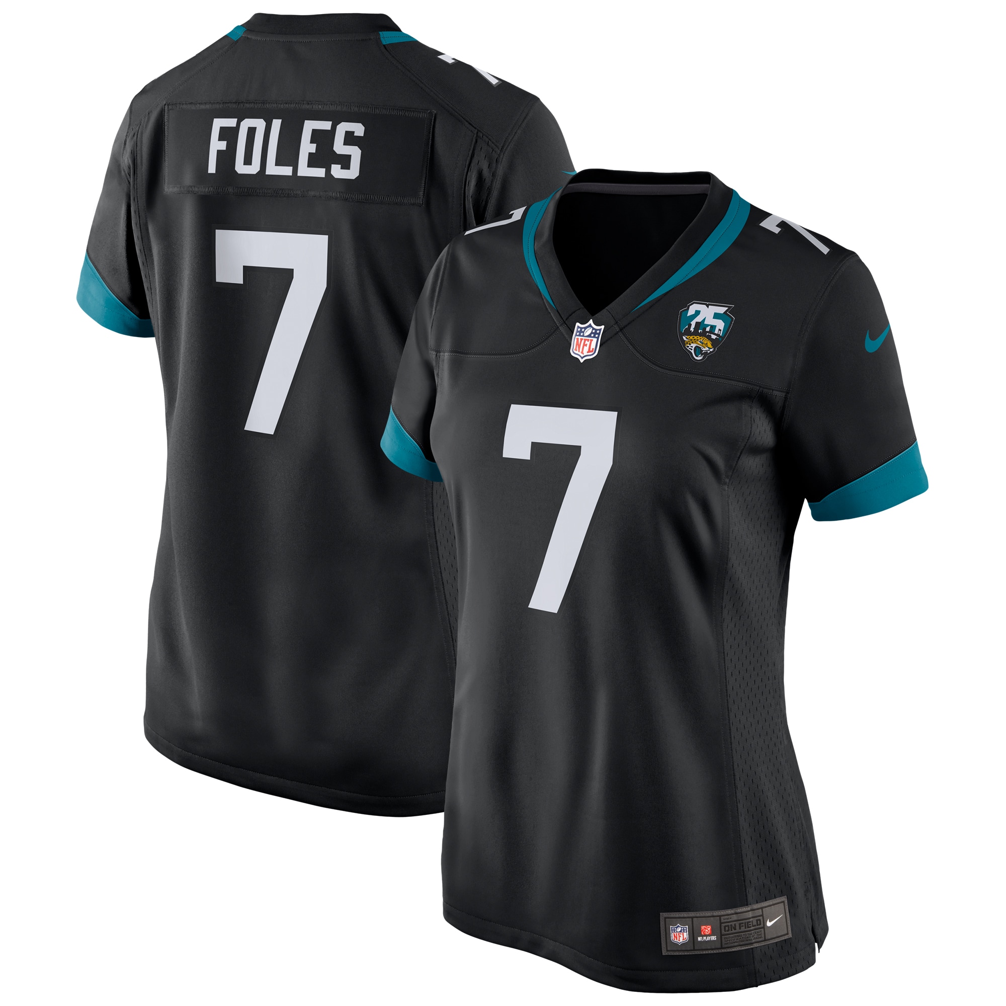 Women’s Jacksonville Jaguars Nick Foles Black 25th Season Game Jersey