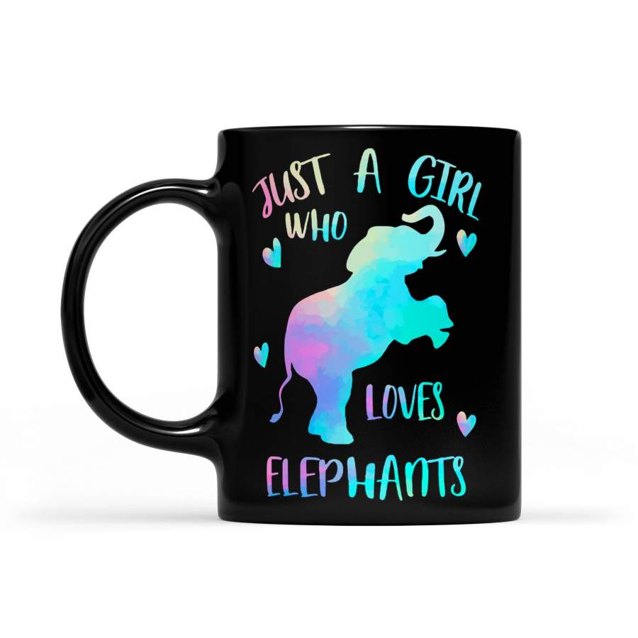 Just A Girl Who Loves Elephants Colorful – Black Mug