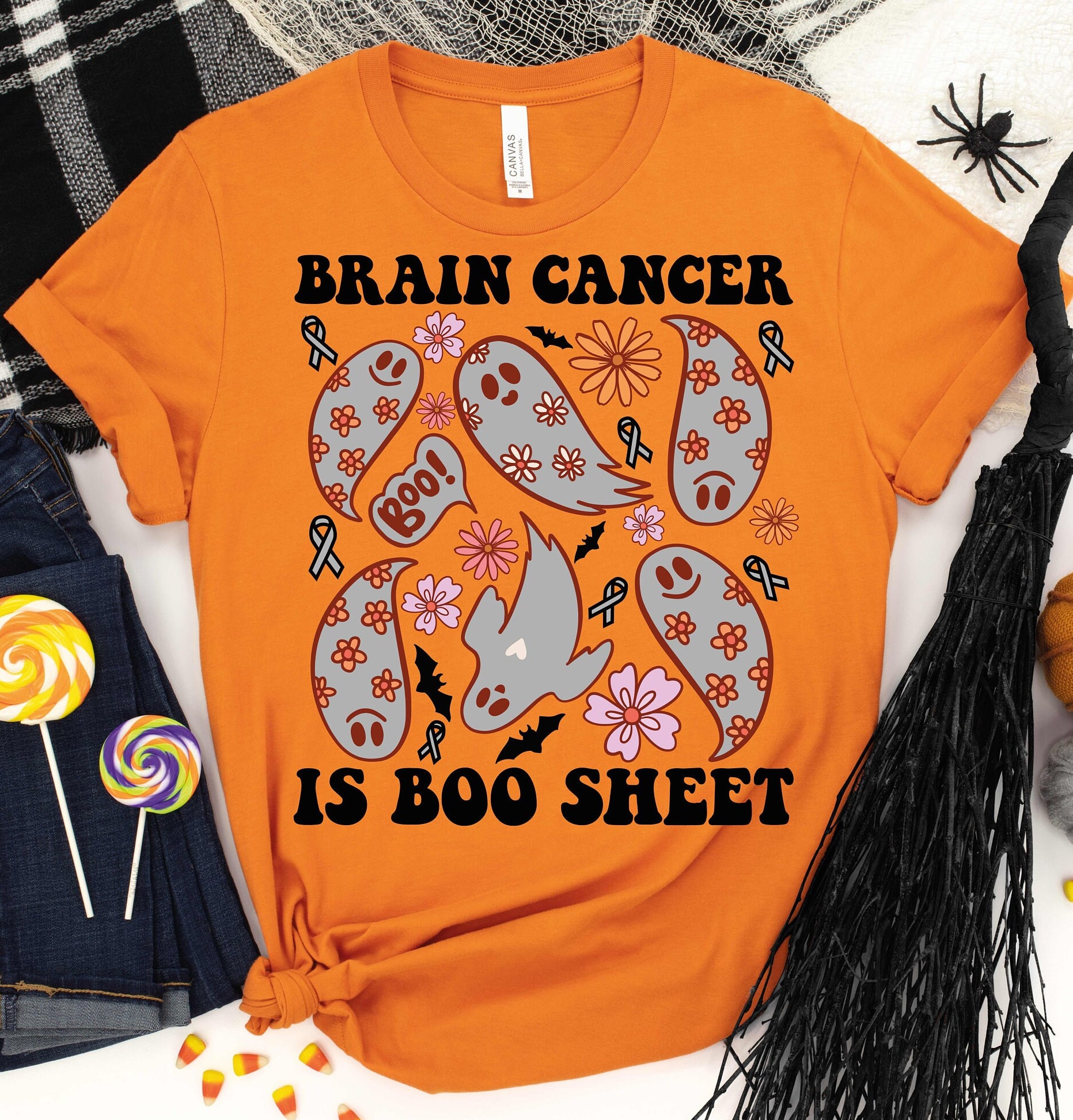 Brain Cancer Shirt,Brain Cancer Survivor Shirt,Brain Cancer Ghost Shirt,Brain Tumor Awareness Halloween Shirt,Halloween Brain Cancer T-Shirt
