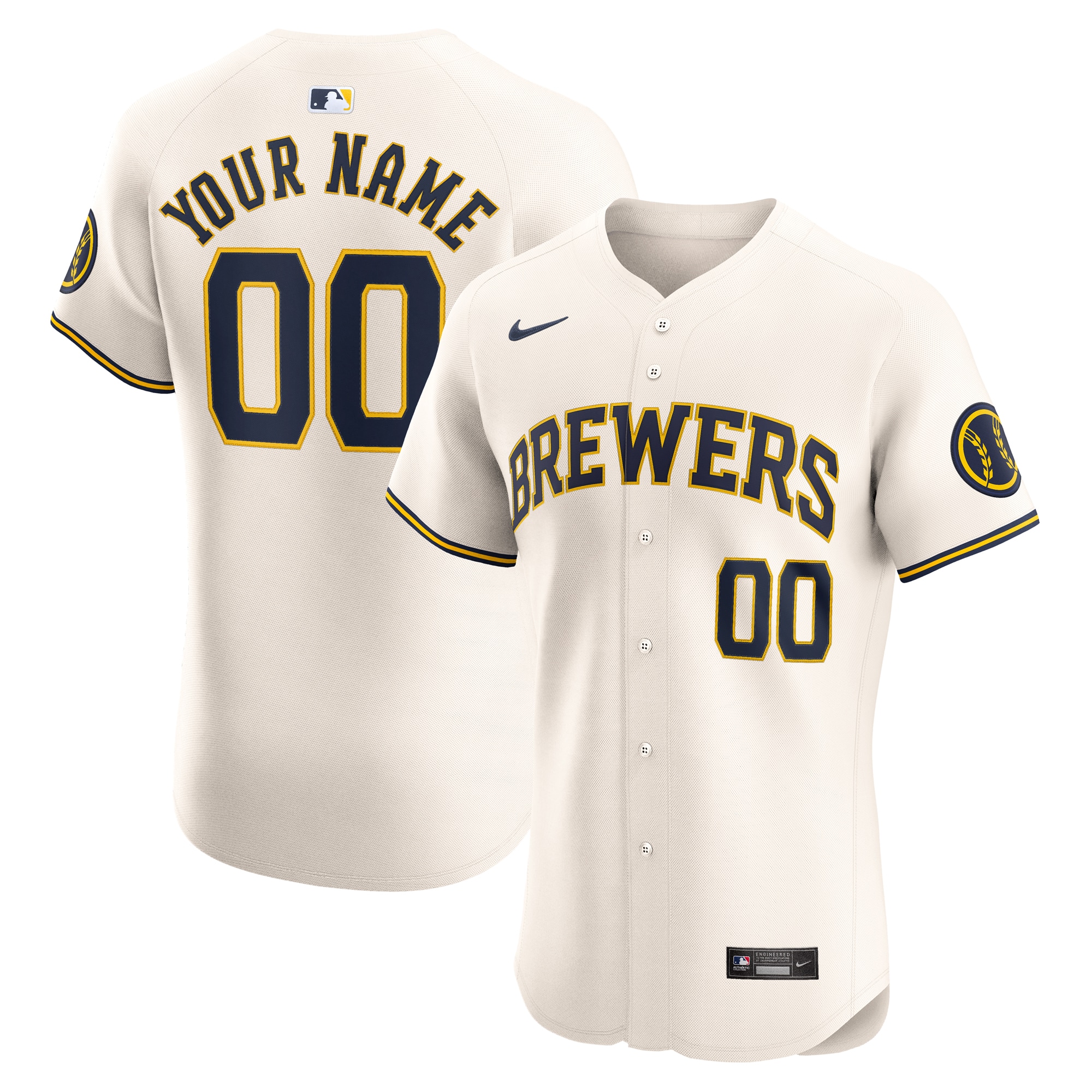 Milwaukee Brewers Home Elite Custom Jersey – Cream