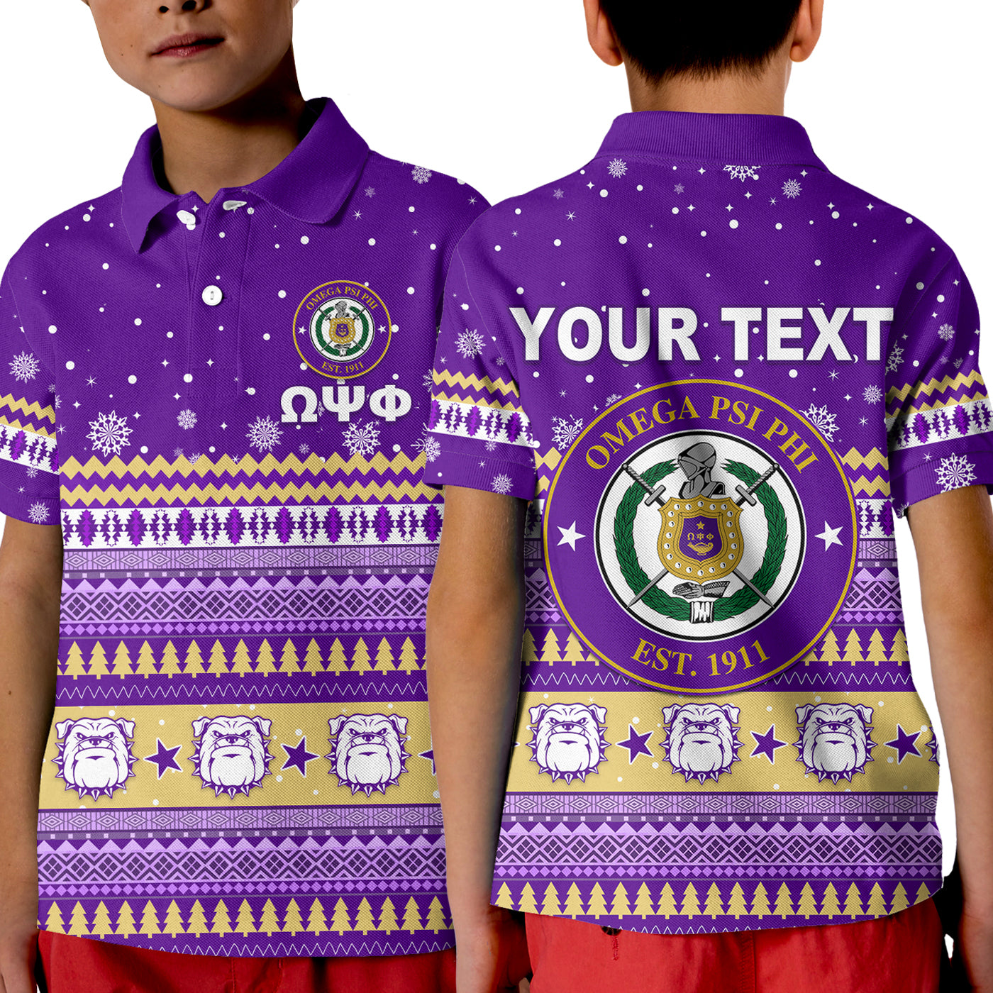 (Custom Personalised) Omega Psi Phi Christmas Polo Shirt Kid African Pattern Lt13