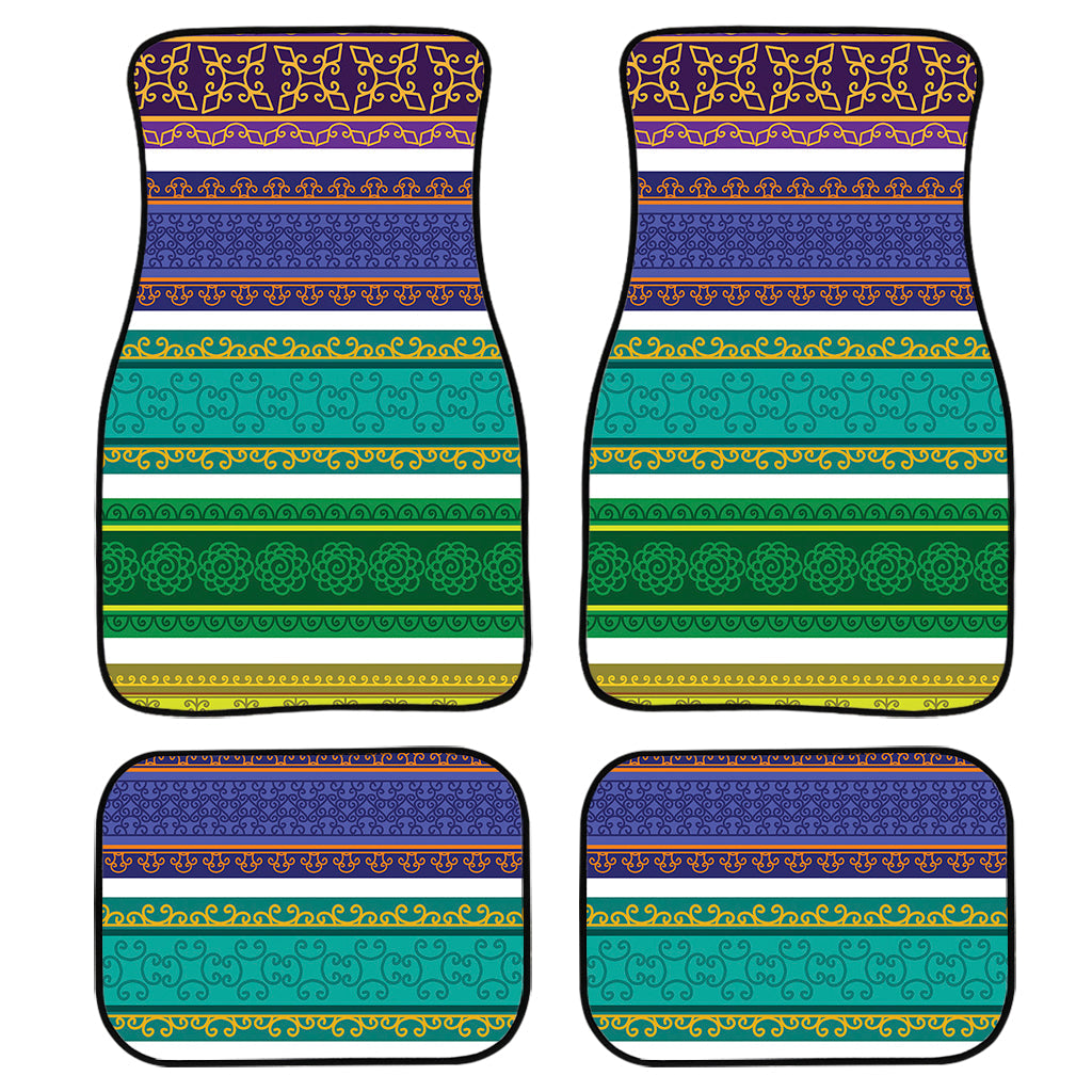 Colorful Ethnic Pattern Print Front And Back Car Floor Mats, Front Car Mat