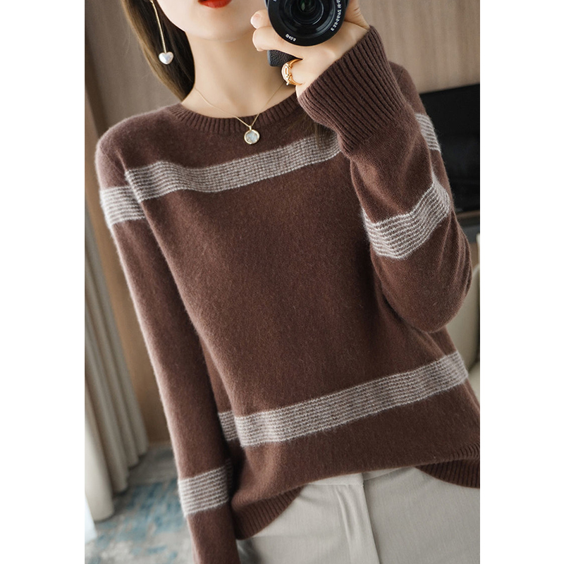 Autumn Winter Elegant Fashion Patchwork Warm Sweater Lady Long Sleeve All-match Jumper Knitting Top Women Loose Casual Pullover alx