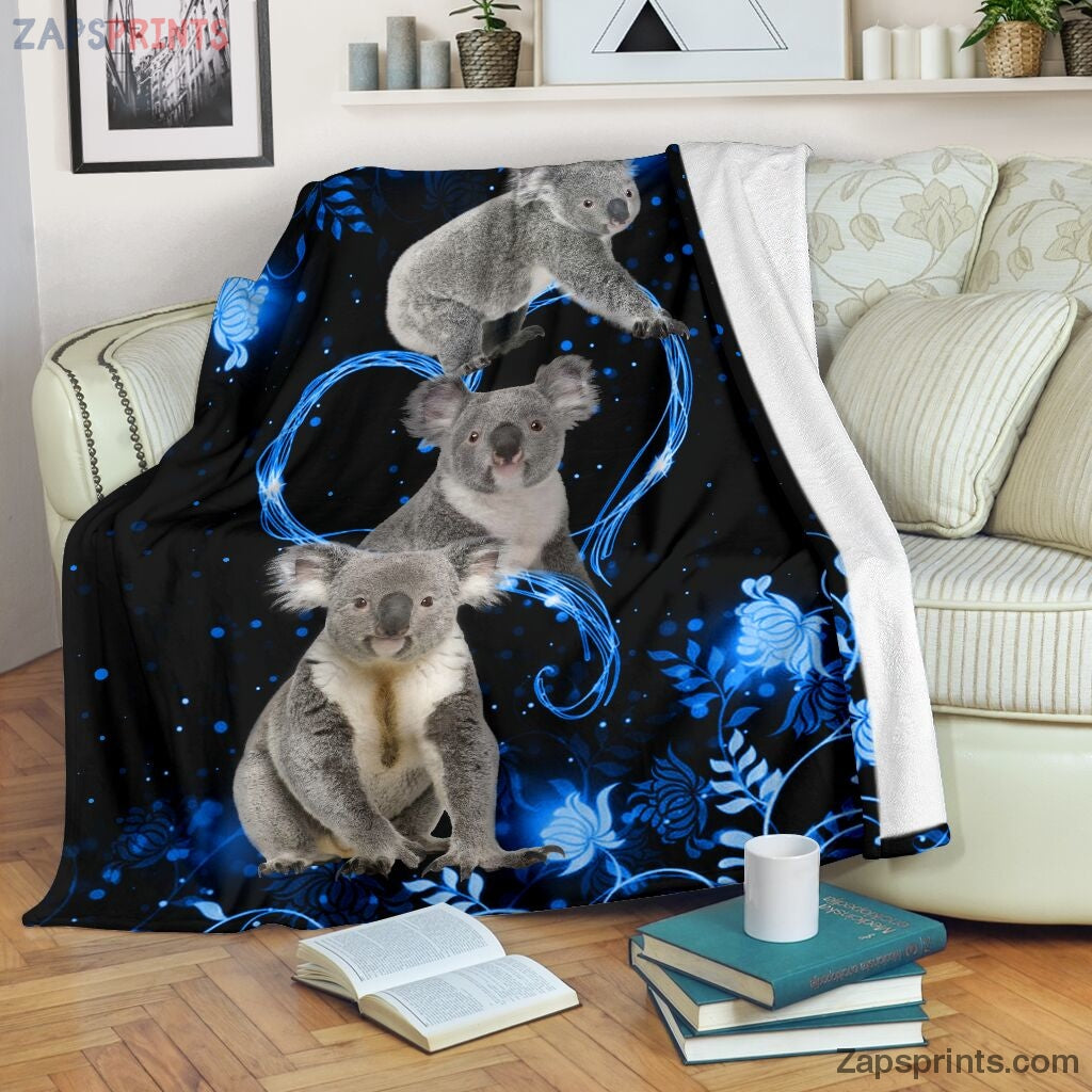 Twinkling Blue Heart Koala Blanket – Cool Gift Ideas