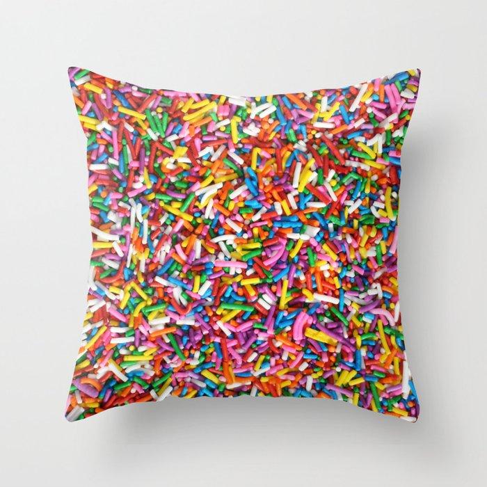 Rainbow Sprinkles Sweet Candy Colorful Throw Pillow