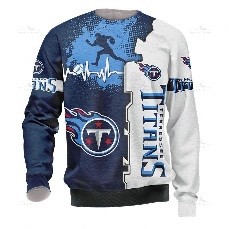 Tennessee Titans Sweatshirt Graphic Heart Ecg Line