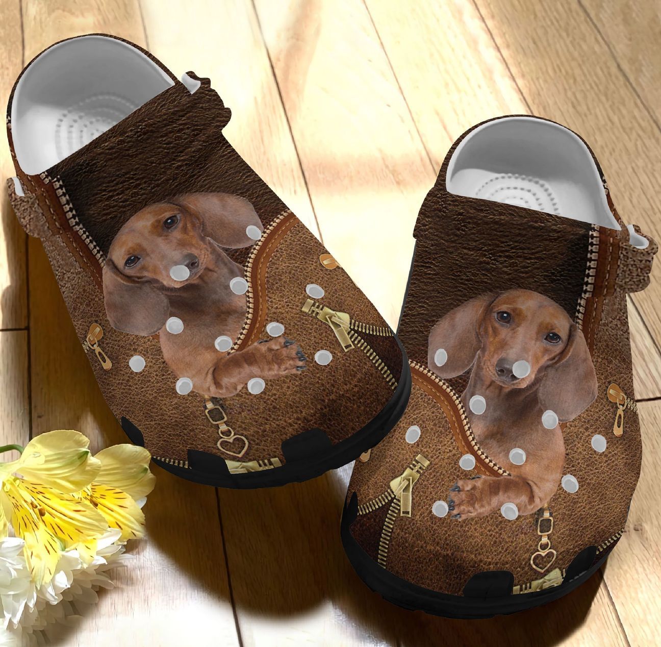 Dachshund Personalized Clog, Custom Name, Text, Color, Number Fashion Style For Women, Men, Kid, Print 3D Dachshund In Zip