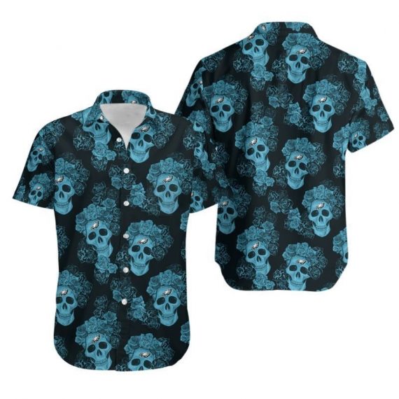 Gift For Husband Dad Philadelphia Eagles Mystery Skull And Flower Hawaii Shirt Ha58680