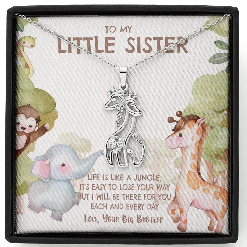 Little Sister Giraffe Necklace From Big Brother, Gift For Baby Sis