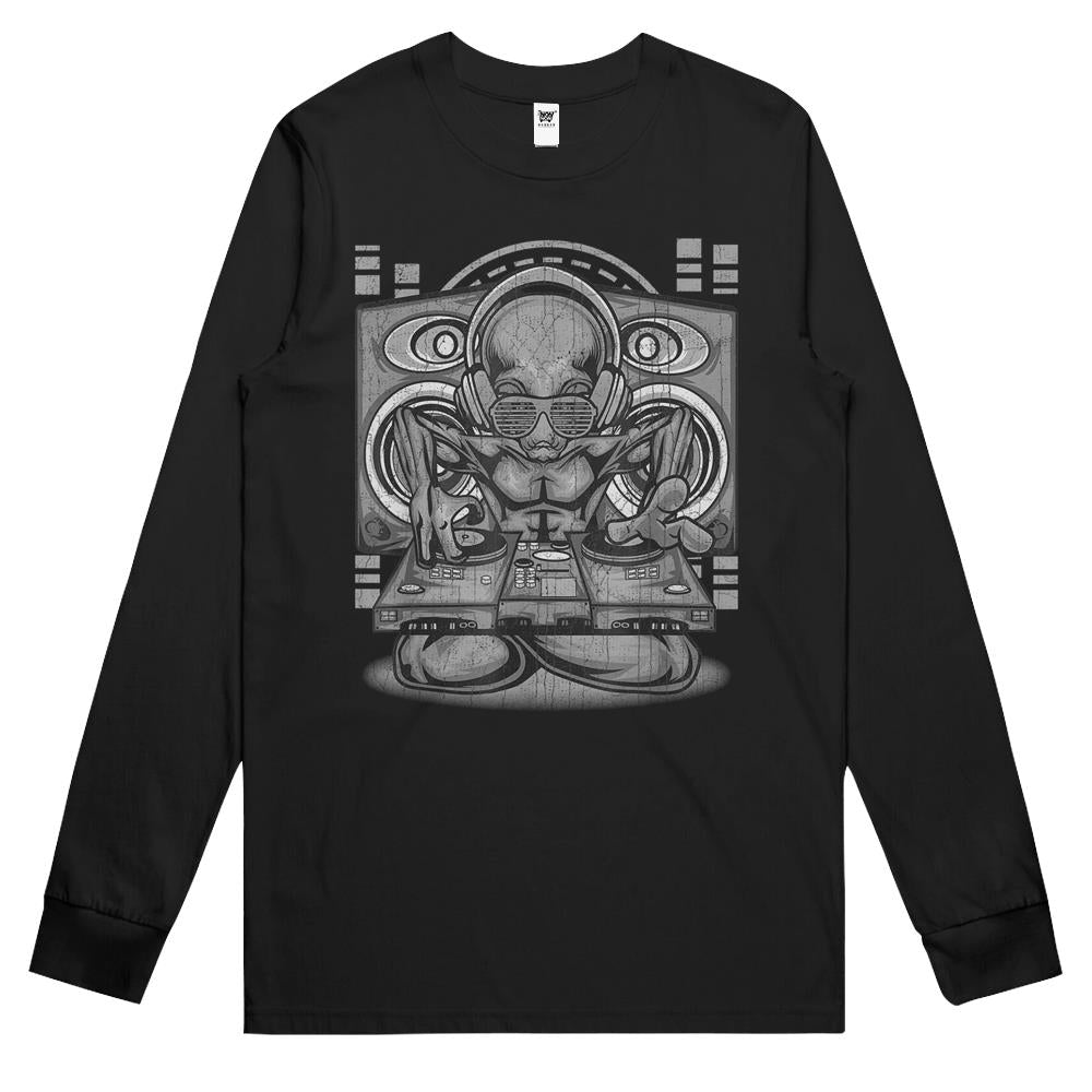Ailen Shirt, Ufo Shirt, Ufo Long Sleeve T Shirts, Ufo Tee Shirt, Long Sleeve T Shirts Ufo, Alien Dj Inspired Alien Turntables Related Ufo House Music D Gift Long Sleeve T Shirts
