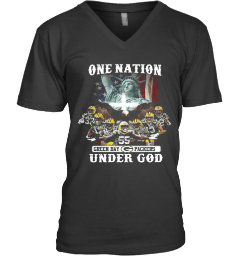 One Nation Green Bay Packers Under God Signature V-Neck T-Shirt