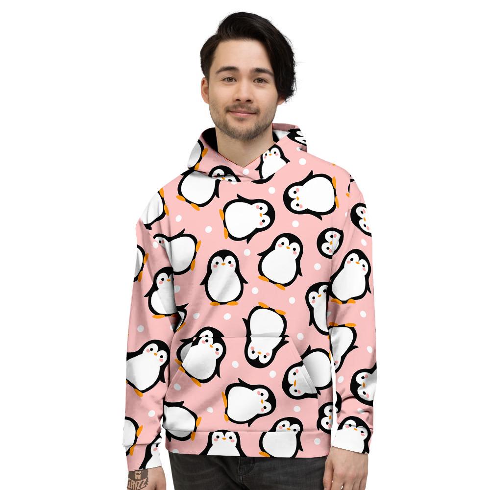 Penguin Xmas Print Pattern Men’S Hoodie