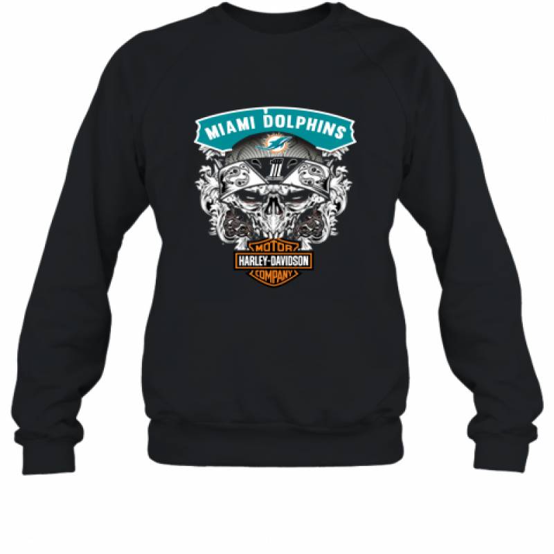 Skull Miami Dolphins Harley Davidson shirt Sweatshirt