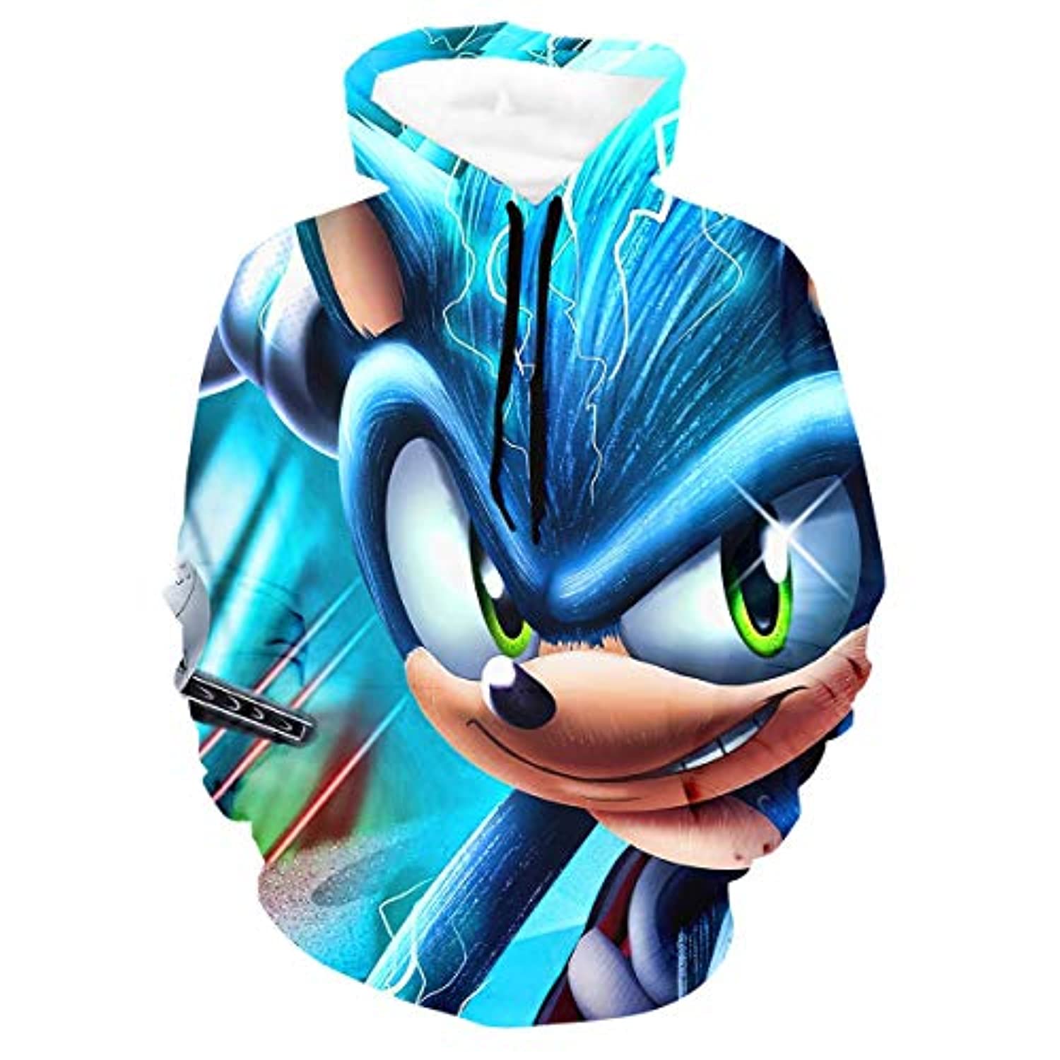 Cartoon Games Sonic Hoodie – Sonic the Hedgehog Blue 3D Print Pullover Hoodie for Teens