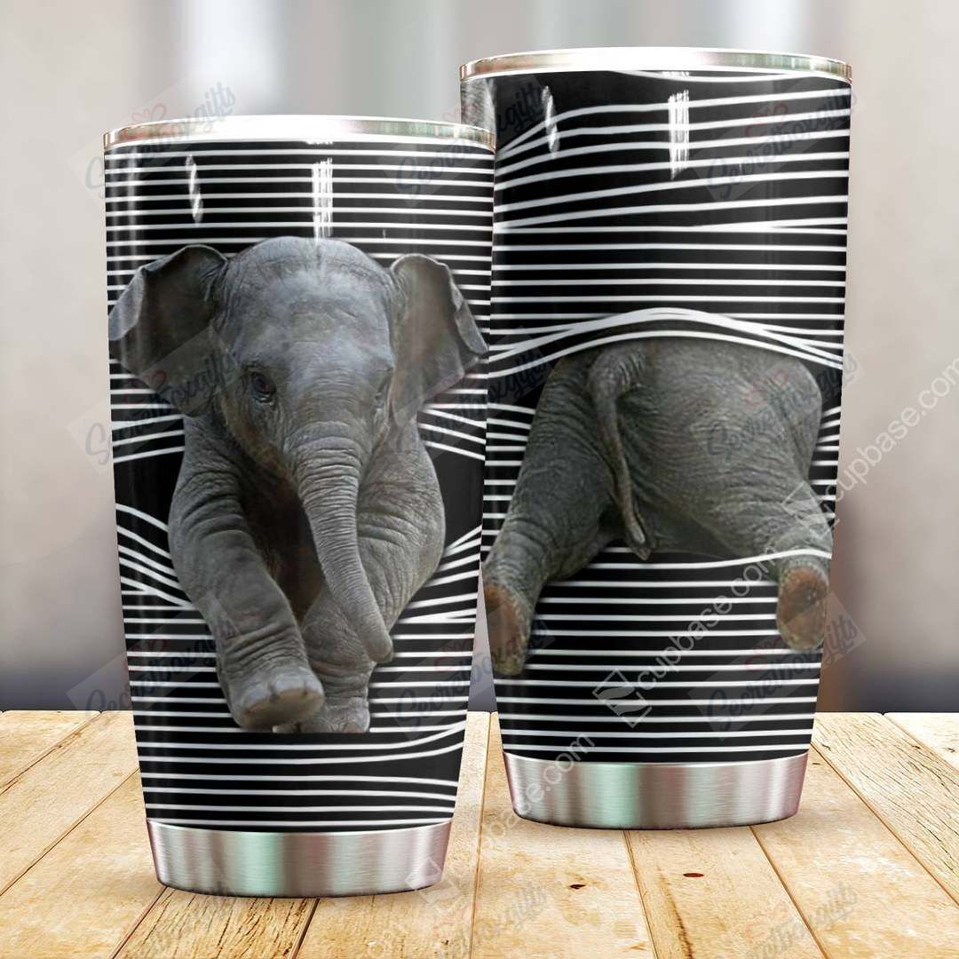 Personalized Cute Elephant Gs-Cl-Dt1703 Stainless Steel Tumbler Customize Name, Text, Number