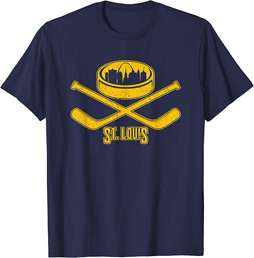 Vintage St. Louis Missouri Skyline Style Hockey Retro T-Shirt