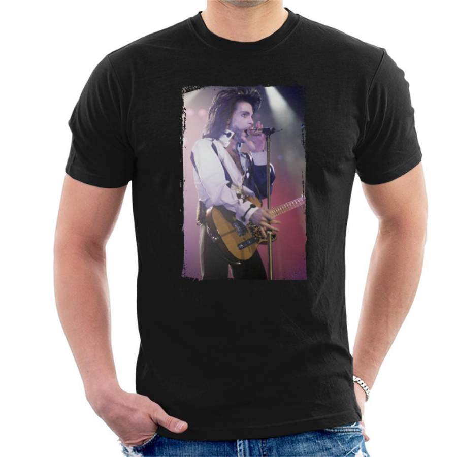Prince Nude Tour 1991 Performing With Guitar Men’s T-Shirt