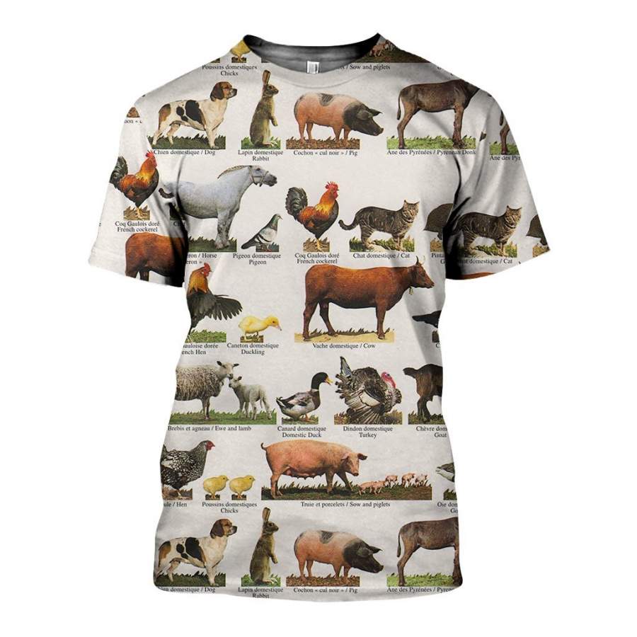 3D All Over Printed Farm Animals Shirts and Shorts