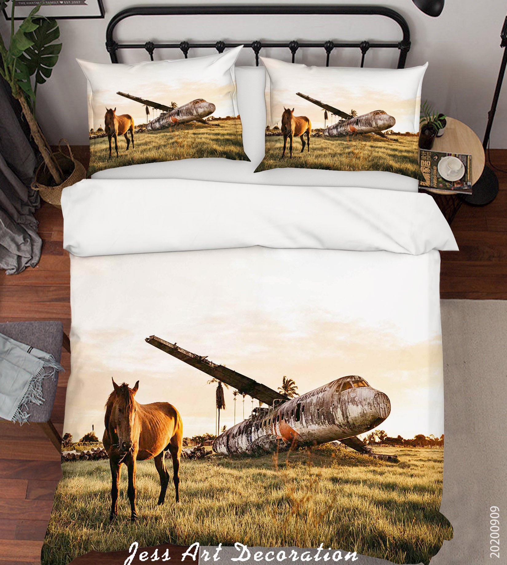 3D Nature Animal Horse Plane Quilt Cover Set Bedding Set Duvet Cover Pillowcases Wj 6048