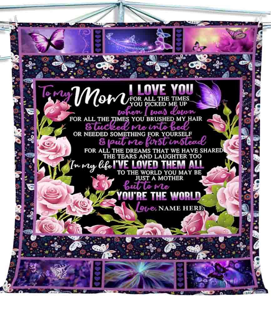 [Personalized Name] To My Mom Roses  – Gift For Mom Unique Gifts Ideas For Home Decor Gifts For Family – Fleece Blanket Sherpa Blanket