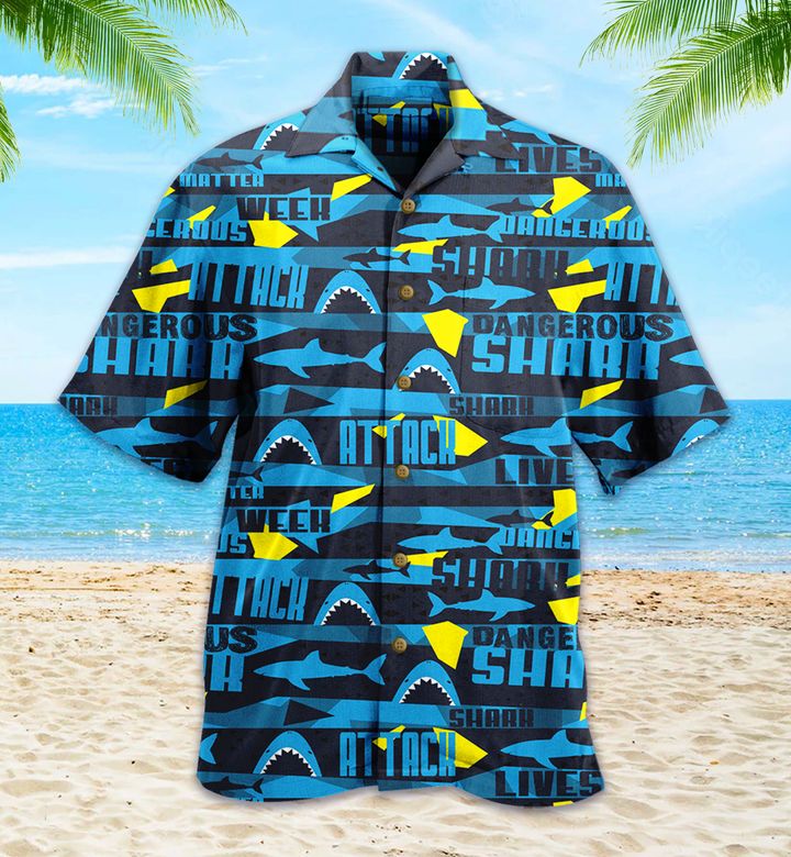 Shark Blue Pattern Hawaiian Shirt 3D