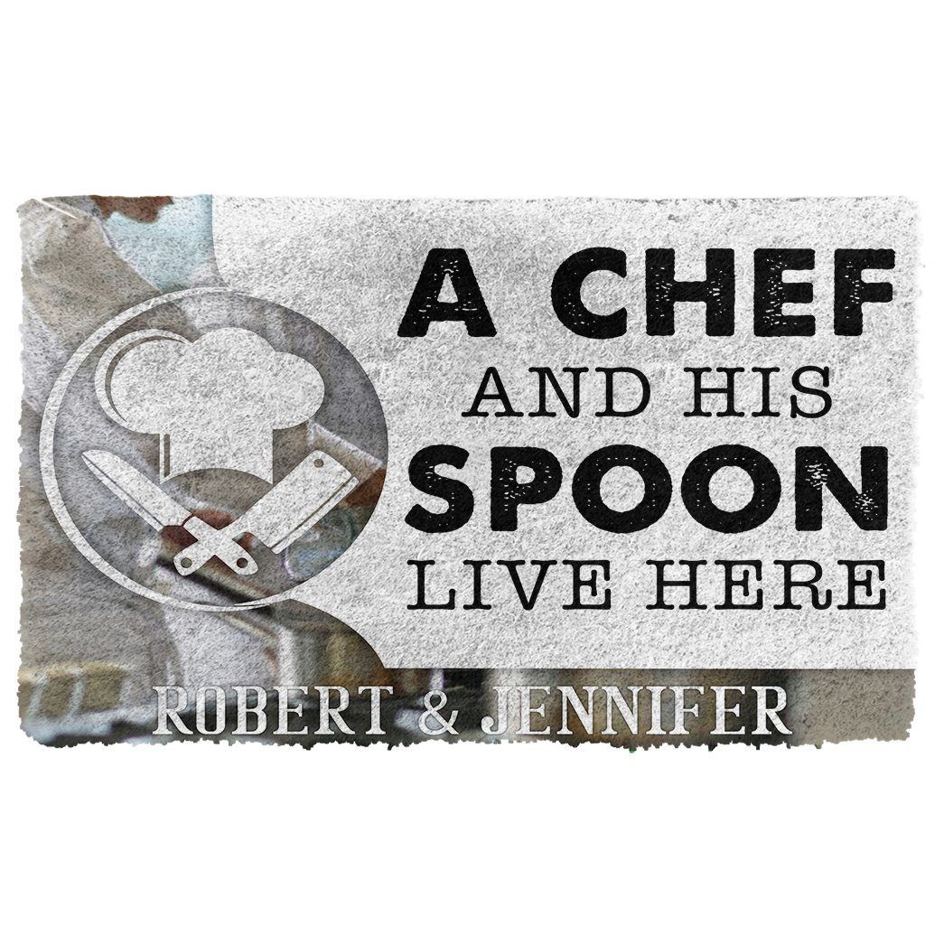 Gearhumans 3D A Chef And His Spoon Live Here Custom Name Doormat