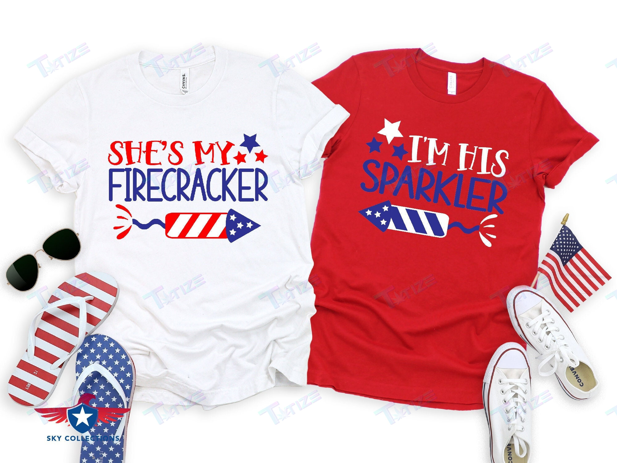 Couples Matching Shirt She’S My Firecracker, I’M His Sparkler, 4Th Of July Graphic Unisex T Shirt, Sweatshirt, Hoodie Size S – 5Xl