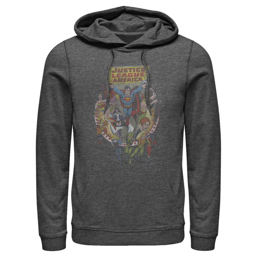 Justice League Men’s Vintage Hero Collage  Lightweight Hoodie