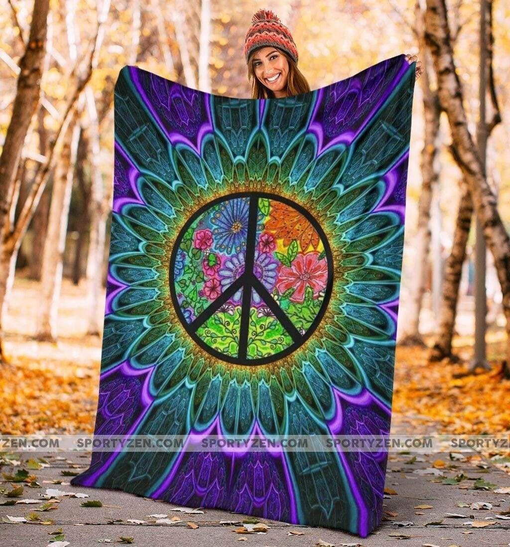 Hippie Flower Child Peace Blanket #H